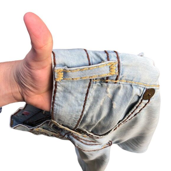 Vintage True Religion Jeans Size 36 RICKY SUPER T Blue RARE BROWN STITCH - Picture 6 of 12